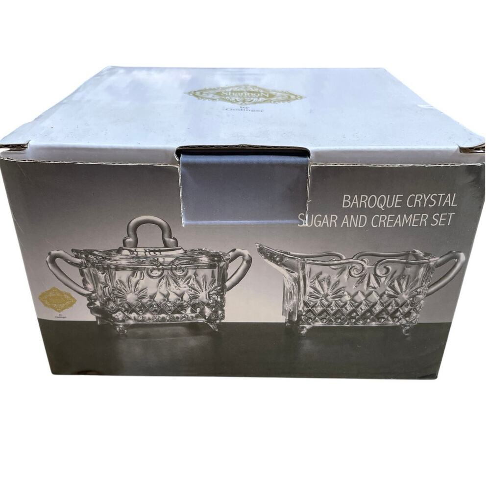 Shannon Crystal by Goldinger Sugar and Creamer Set Baroque Crystal New In Box